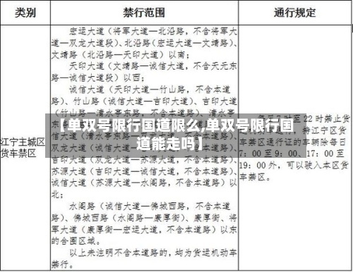 【单双号限行国道限么,单双号限行国道能走吗】