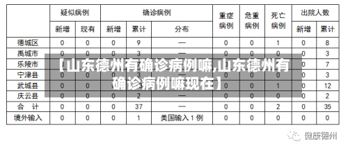 【山东德州有确诊病例嘛,山东德州有确诊病例嘛现在】