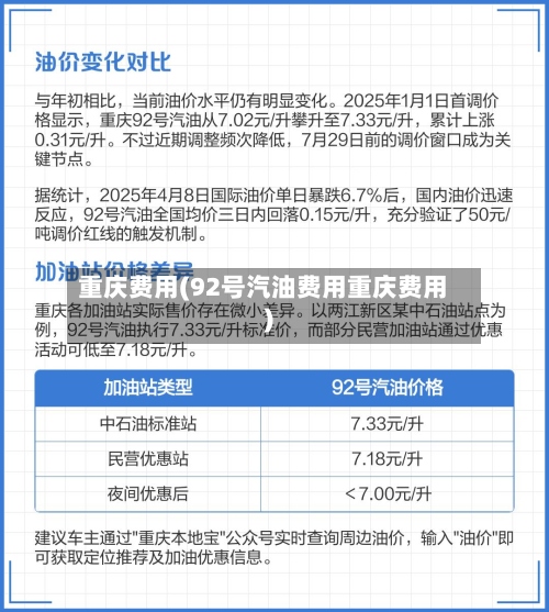 重庆费用(92号汽油费用重庆费用)