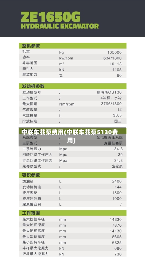 中联车载泵费用(中联车载泵5130费用)