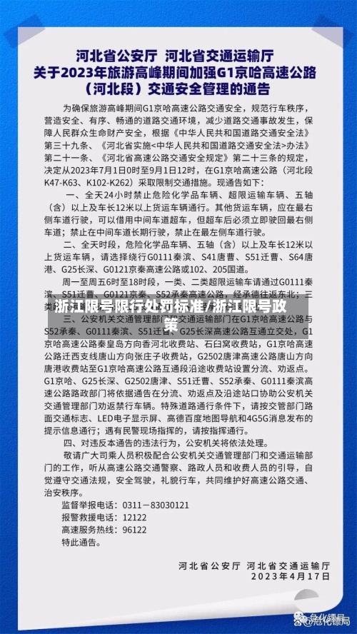 浙江限号限行处罚标准/浙江限号政策