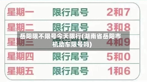 岳阳限不限号今天限行(湖南省岳阳市机动车限号吗)