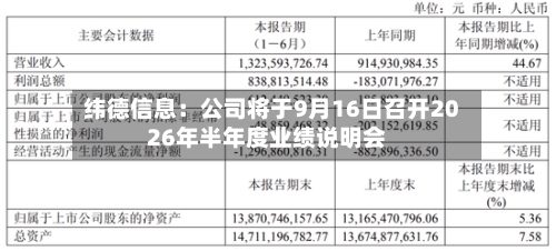 纬德信息:公司将于9月16日召开2026年半年度业绩说明会-第1张图片