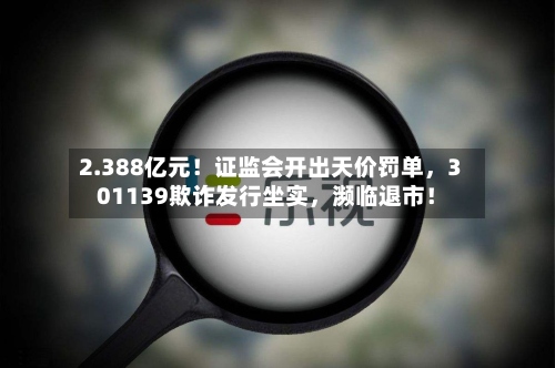 2.388亿元！证监会开出天价罚单，301139欺诈发行坐实，濒临退市！-第2张图片
