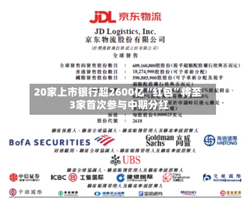20家上市银行超2600亿“红包”将至 3家首次参与中期分红