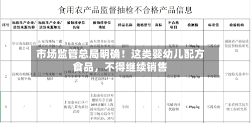 市场监管总局明确！这类婴幼儿配方食品，不得继续销售