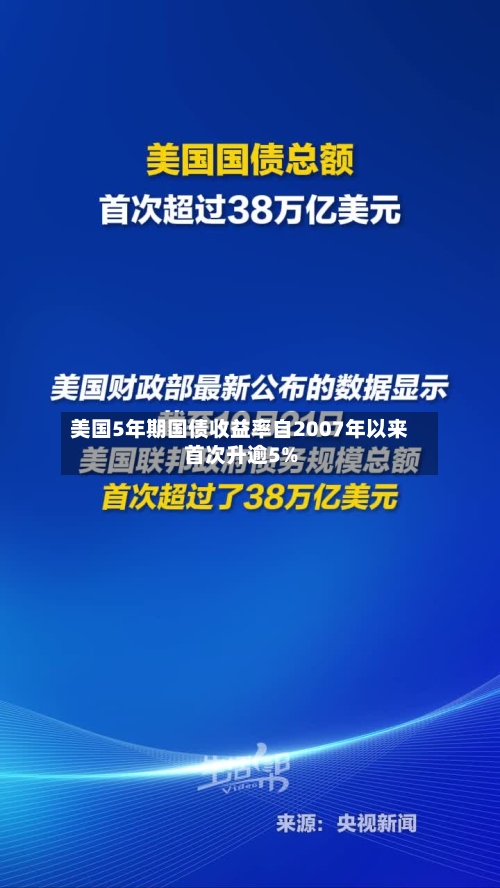 美国5年期国债收益率自2007年以来首次升逾5%