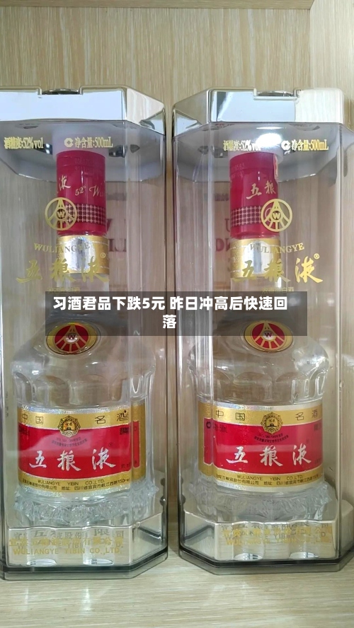 习酒君品下跌5元 昨日冲高后快速回落