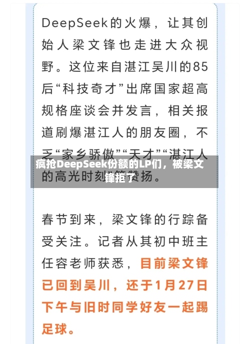 疯抢DeepSeek份额的LP们，被梁文锋拒了-第2张图片